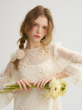 Big Flower Sheer Mini Dress Set