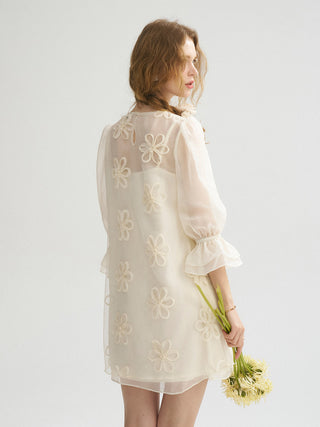 Big Flower Sheer Mini Dress Set