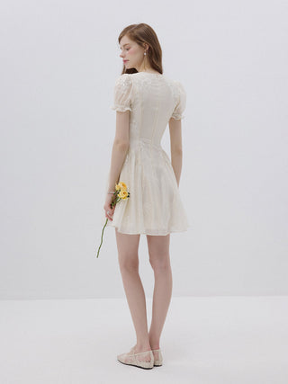 Bisque Embroidered Mini Dress