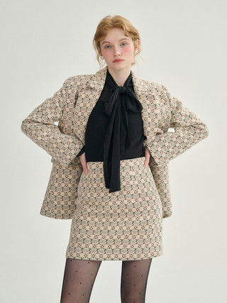Bliss Pattern Mini Skirt with a unique design, ideal for special occasions and chic styling.