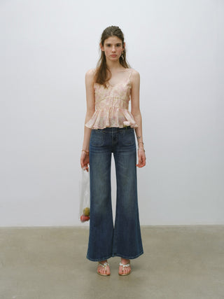 Blue Denim Bootcut Pants