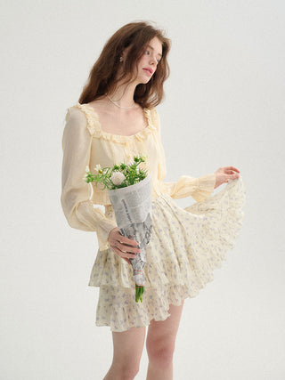 Blueflower banding skirt