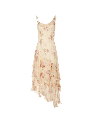 Blurring Rose Asymmetrical Maxi dress