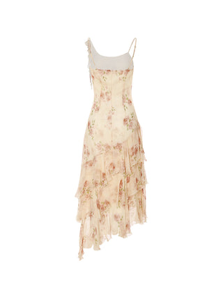 Blurring Rose Asymmetrical Maxi dress