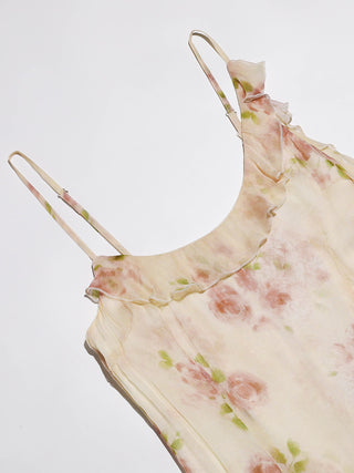 Blurring Rose Asymmetrical Maxi dress