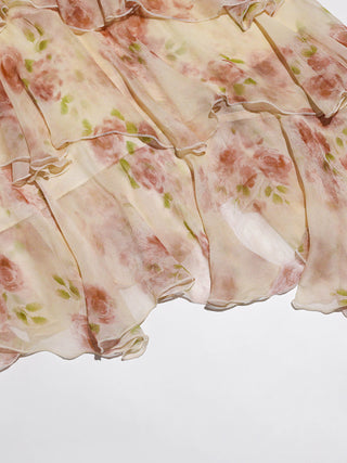 Blurring Rose Asymmetrical Maxi dress