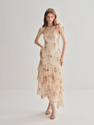 Blurring Rose Asymmetrical Maxi dress