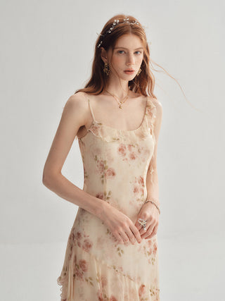 Blurring Rose Asymmetrical Maxi dress