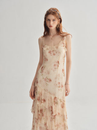 Blurring Rose Asymmetrical Maxi dress