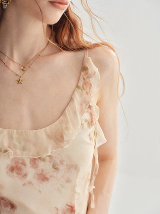 Blurring Rose Asymmetrical Maxi dress