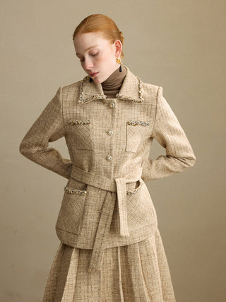 Braid Tweed Belted Jacket