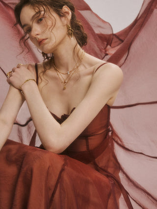 Brick Rosette Maxi Dress