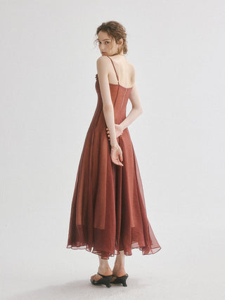 Brick Rosette Maxi Dress
