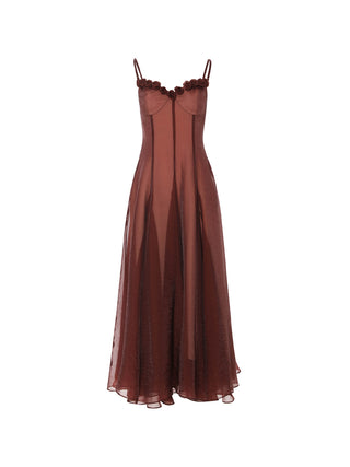 Brick Rosette Maxi Dress