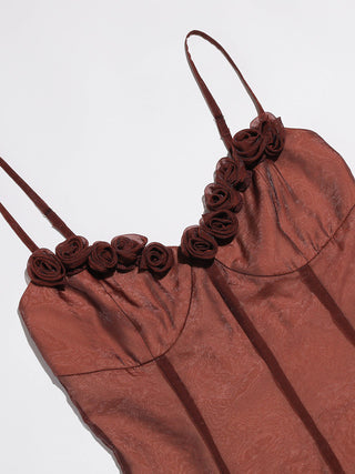 Brick Rosette Maxi Dress