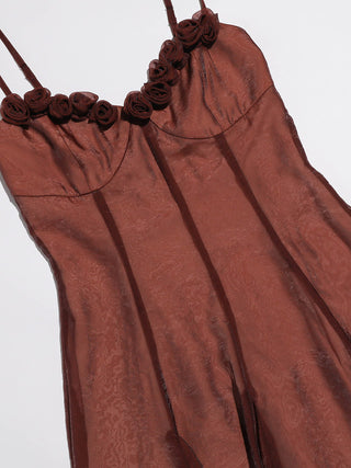Brick Rosette Maxi Dress