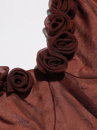 Brick Rosette Maxi Dress