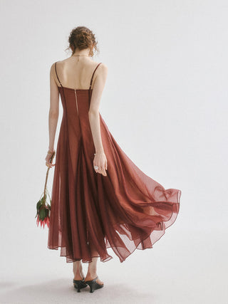 Brick Rosette Maxi Dress