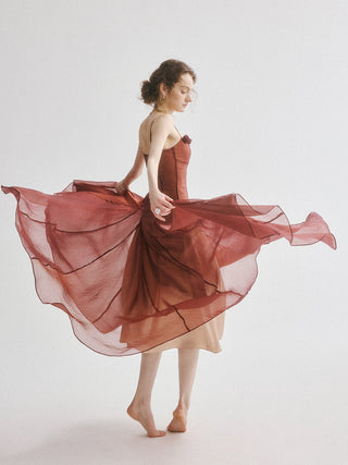 Brick Rosette Maxi Dress