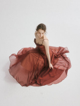 Brick Rosette Maxi Dress