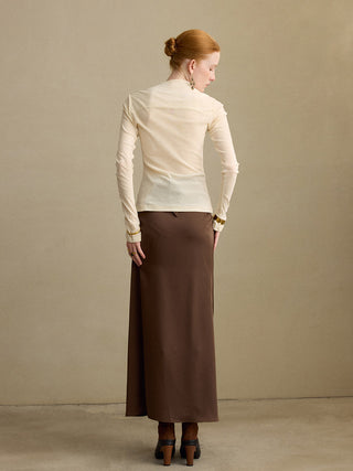 Brown Cross Wrap Skirt