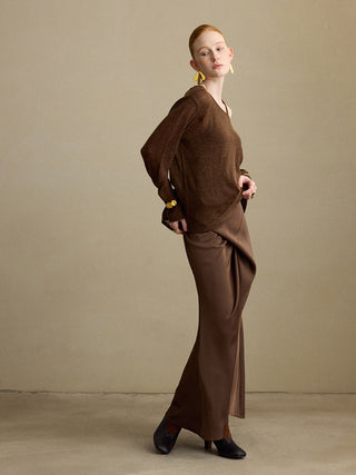 Brown Cross Wrap Skirt
