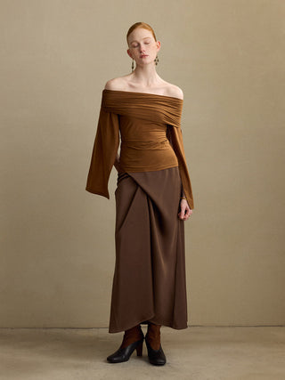 Brown Cross Wrap Skirt