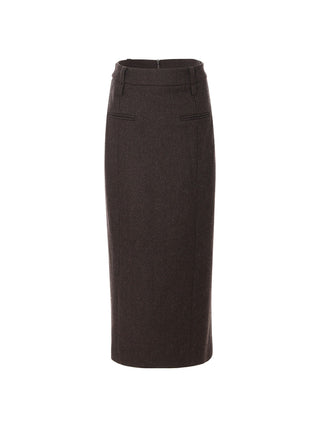 Burgundy Brown Wool Long Skirt