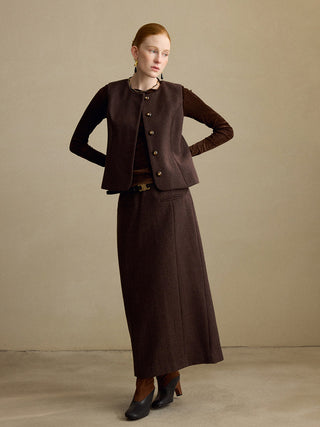 Burgundy Brown Wool Vest