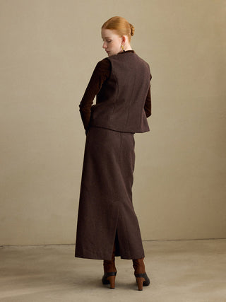 Burgundy Brown Wool Vest