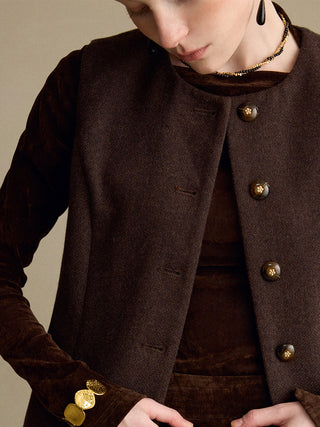 Burgundy Brown Wool Vest