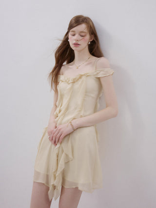 Butter milk Off-Shoulder Mini Dress