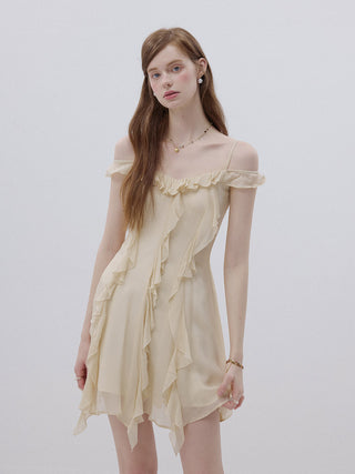 Butter milk Off-Shoulder Mini Dress
