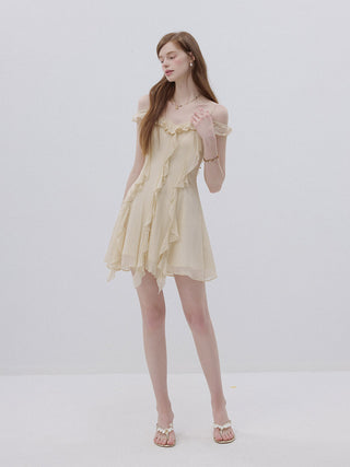 Butter milk Off-Shoulder Mini Dress