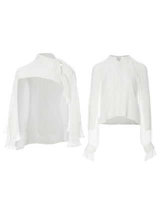 Front view of the SINCETHEN Cape Blouse Set, showcasing the elegant cape overlay and sophisticated design.