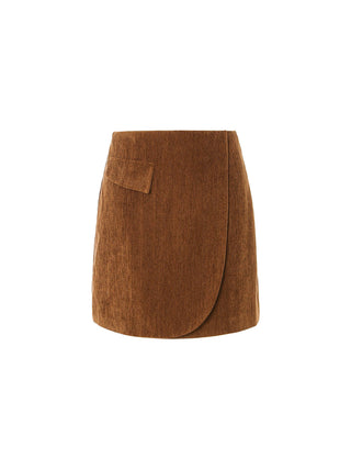 Caramel Herringbone Mini Skirt