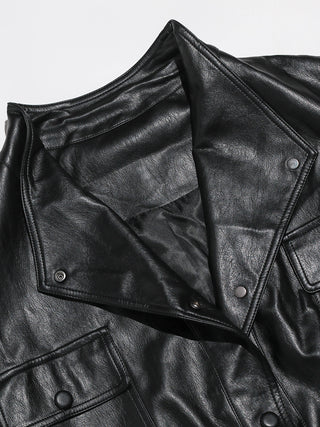 Carmen Belted Leather Jacket Black