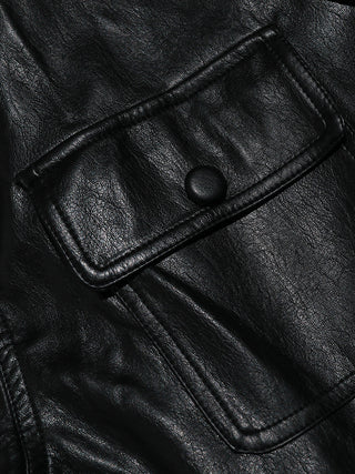 Carmen Belted Leather Jacket Black