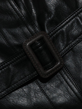 Carmen Belted Leather Jacket Black