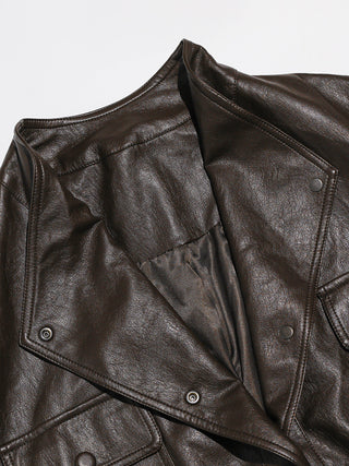 Carmen Belted Leather Jacket Dark Brown