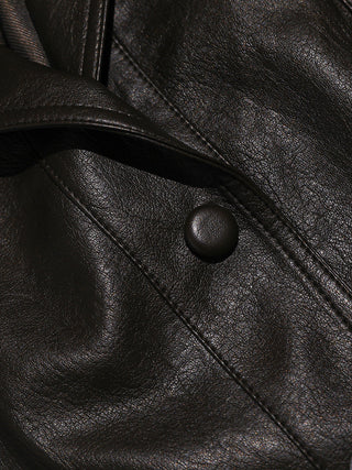 Carmen Belted Leather Jacket Dark Brown