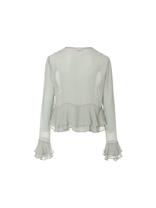 Celadon Ruffle Blouse Set