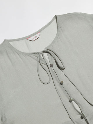 Celadon Ruffle Blouse Set