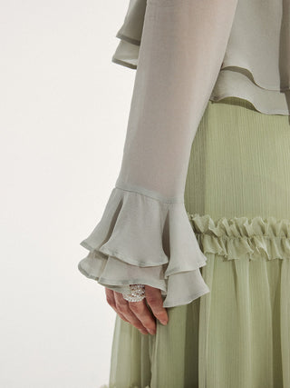 Celadon Ruffle Blouse Set