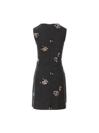 Charcoal Sequin-Petal Mini Dress