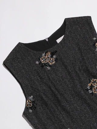 Charcoal Sequin-Petal Mini Dress