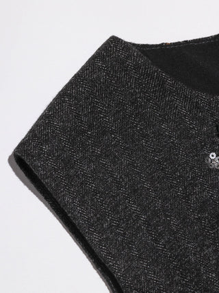 Charcoal Sequin-Petal Mini Dress