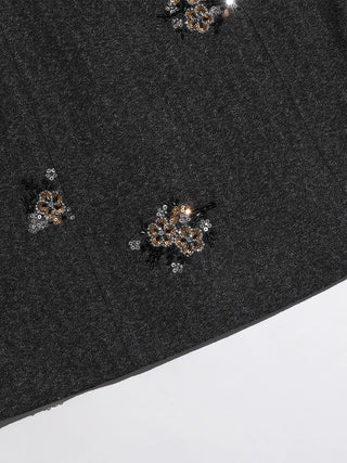 Charcoal Sequin-Petal Mini Dress