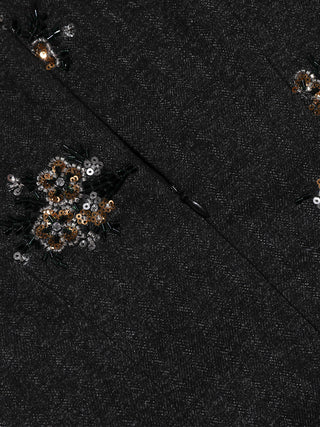 Charcoal Sequin-Petal Mini Dress