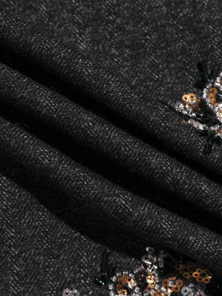 Charcoal Sequin-Petal Mini Dress